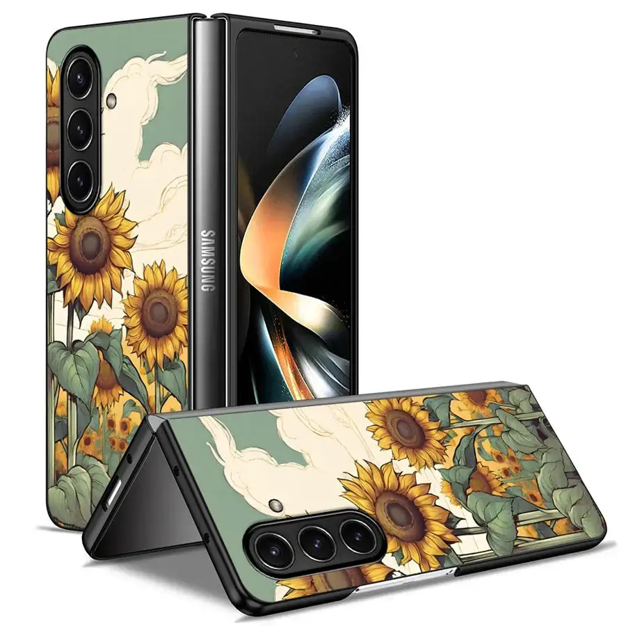 Custodia per Samsung Galaxy ZFold5 ZFold4 ZFold7 ZFold6 Z Fold 7 6 5 4 3 ZFold3 Cover posteriore per telefono Bellissimo mare di girasole