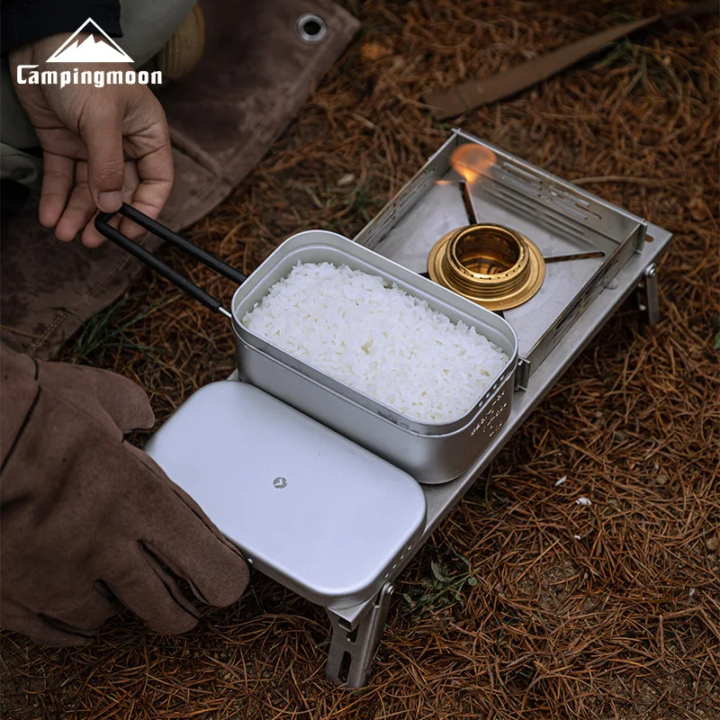 

CAMPINGMOON S-2013 Portable Aluminum Oxide Lunch Box Open Flame Heated Outdoor Picnic Camping Aluminum Lunch Container