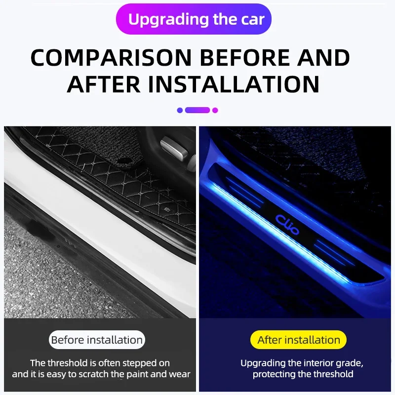 For Renault Clio Captur RS Medgane Espace Kadjar Kangoo Laguna Car Wireless LED Welcome Pedal Threshold passage Atmosphere lamp