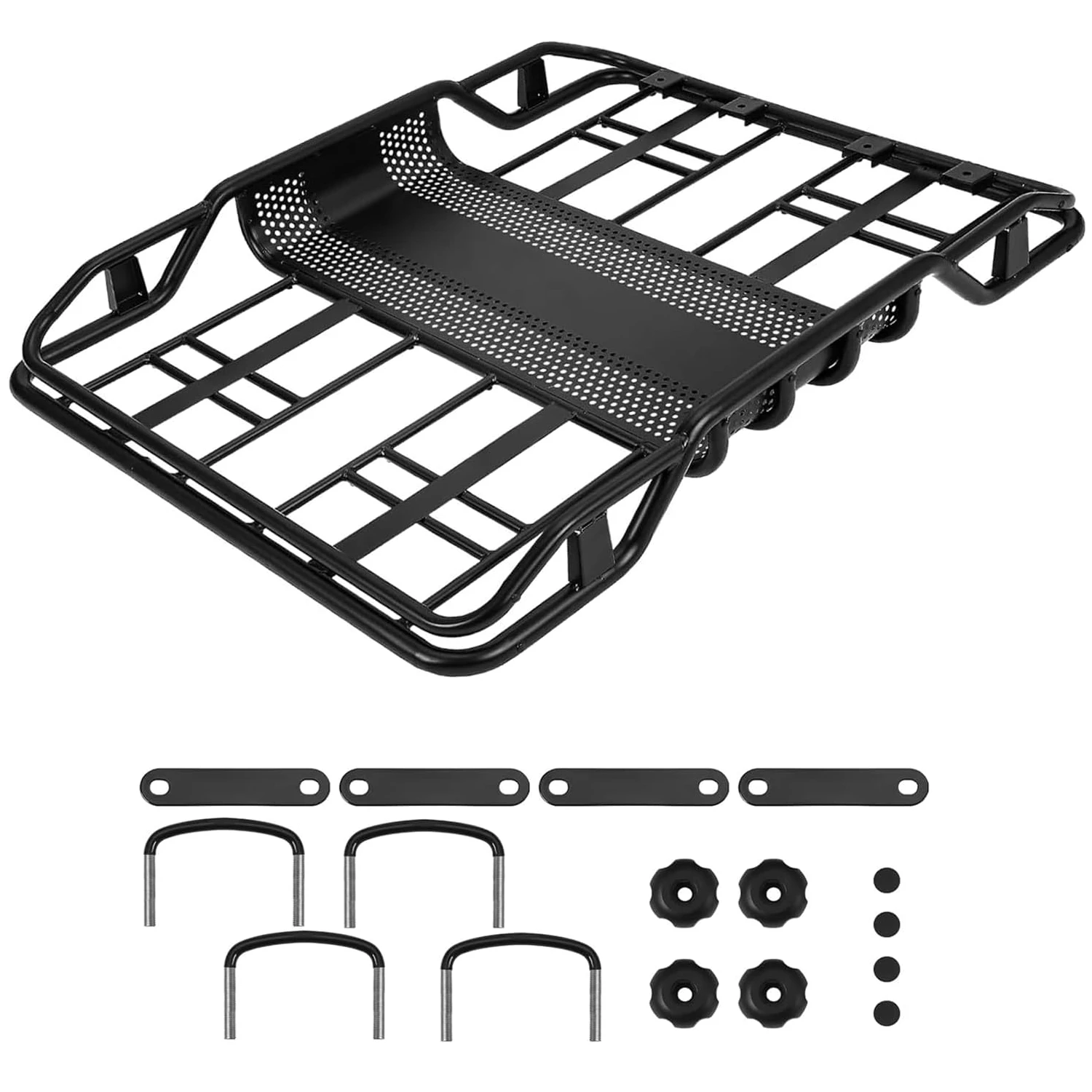 220 Lbs Capacity Lightweight Rooftop Cargo Basket - 63” x 43” x 6.3” Anti-Rust Roof Rack Perfect for Suvs, Cars, and Trucks