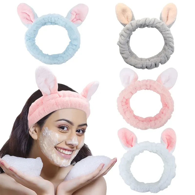 Süßes Stirnband mit Schleifen- und Hirschohren aus Korallenfleece, weich und warm, für Damen und Mädchen, zum Waschen des Gesichts, zum Schminken, zum Baden, als Haarband und Haaraccessoire. – Detail 10