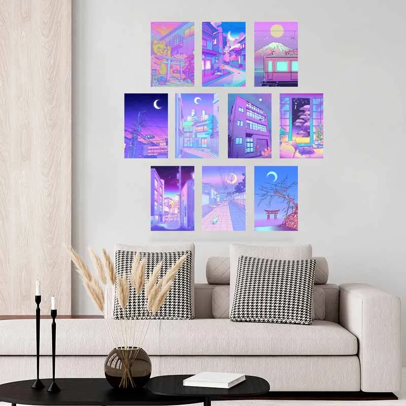 10/30 قطعة Ins الفن الوردي شارع مشهد بطاقة بريدية جدار الكولاج عدة ملصق DIY بها بنفسك غرفة النوم Decpration يطبع صور الدعائم الخلفية #4