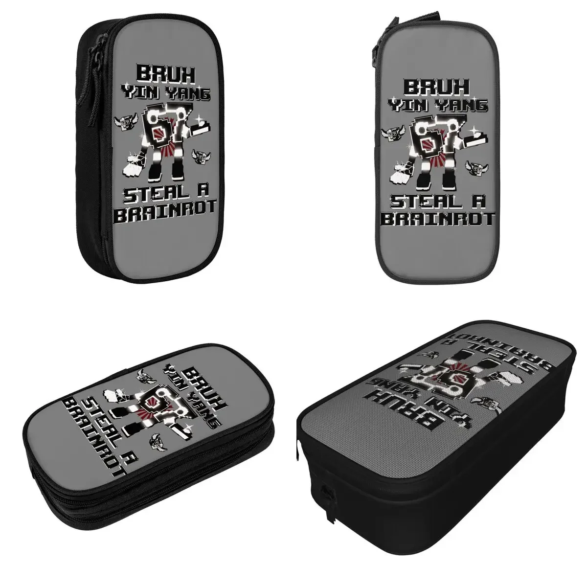 Bruh Yin Yang 67 Six Seven 6-7 Brainrot Steal A Brainrot Pencil Case for Girls Boys Big Capacity Pencil Bags School Stationery