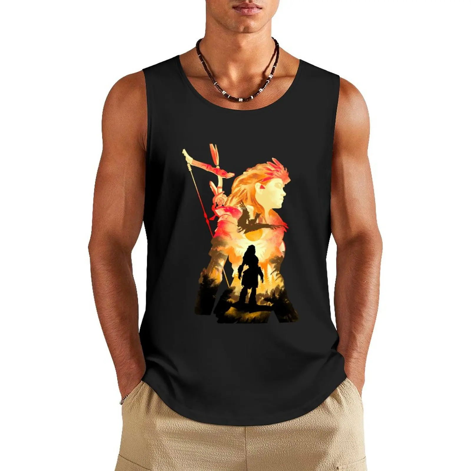 

Beautiful Model Horizon Action Game Dawn Zero Gifts Music Fan Tank Top cotton t-shirts man summer clothes man 2025 Male clothes