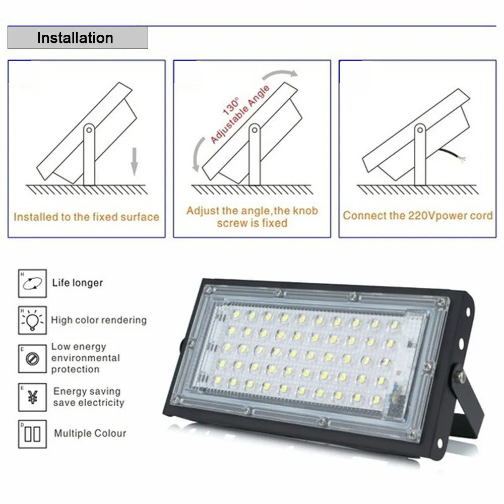 

LED Flood Light 50W Outdoor Light IP65 Waterproof Landscape Lamp Spotlight Super Bright Security Lamp holiday Garden Street LED