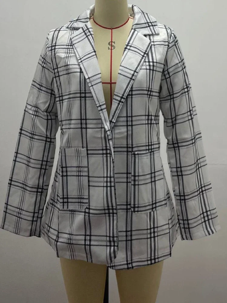 Plaid Casual Slim Cardigan Suit Jacket Women Spring and Autumn