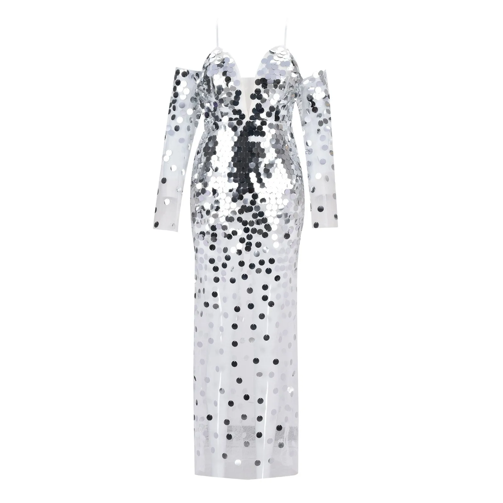 Robe longue en maille transparente à paillettes pour femmes, robes de soirée dorées à pampilles, robe de Rhsexy, robe de boîte de nuit, femme éducative, hors initié