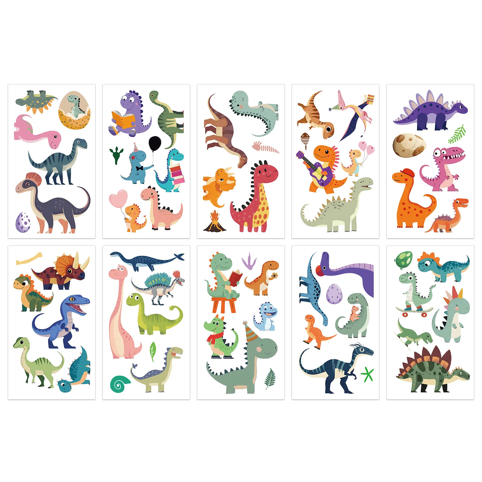 10PCS Flash Powder Dinosaur Tattoo Stickers Exquisite Fake Tattoo Personalized Retro Tattoo Waterproof Durable