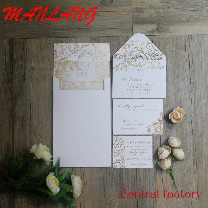 Custom  Custom Printable Frosted Lucite Acrylic Wedding Invitation Suites