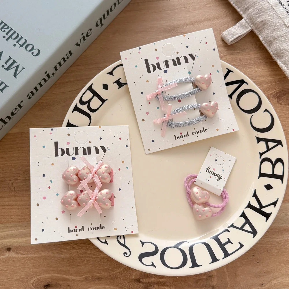 Children Love Heart Star Polka Dot Sweet Versatile BB Clip Pink Pearl Hair Side Clip Broken Hair Styling Accessories for Girls