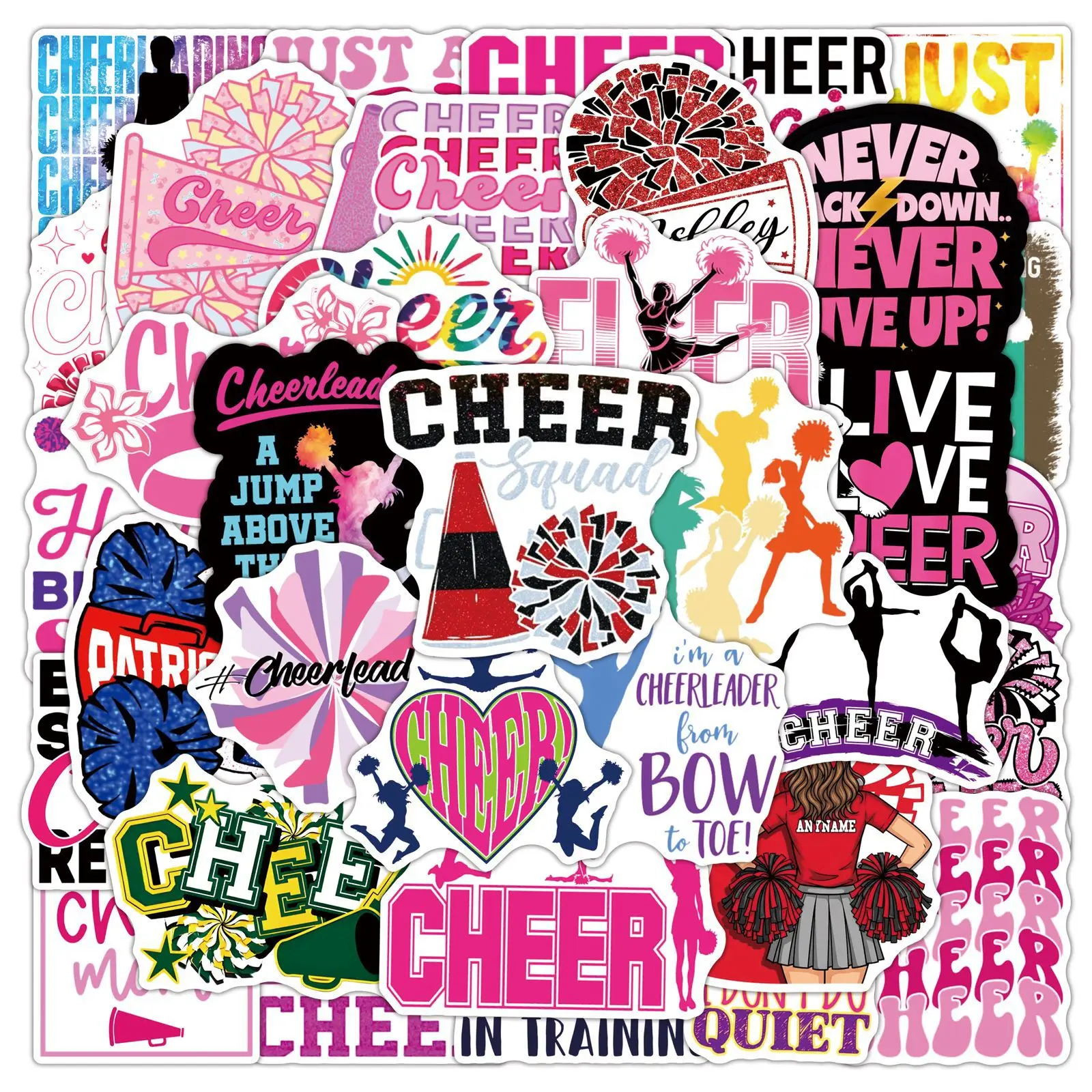 50Pcs Cheerleading Element Stickers Cartoon Contest Come On Graffiti Decoration Laptop Guitar Phone Skateboard Decals
