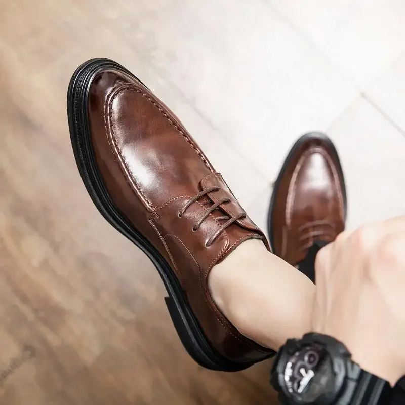 

Men's Real Derby Shoes Business Casual Style Black Tie Oxford Shoes Men's Shoes Moccasins Luxury