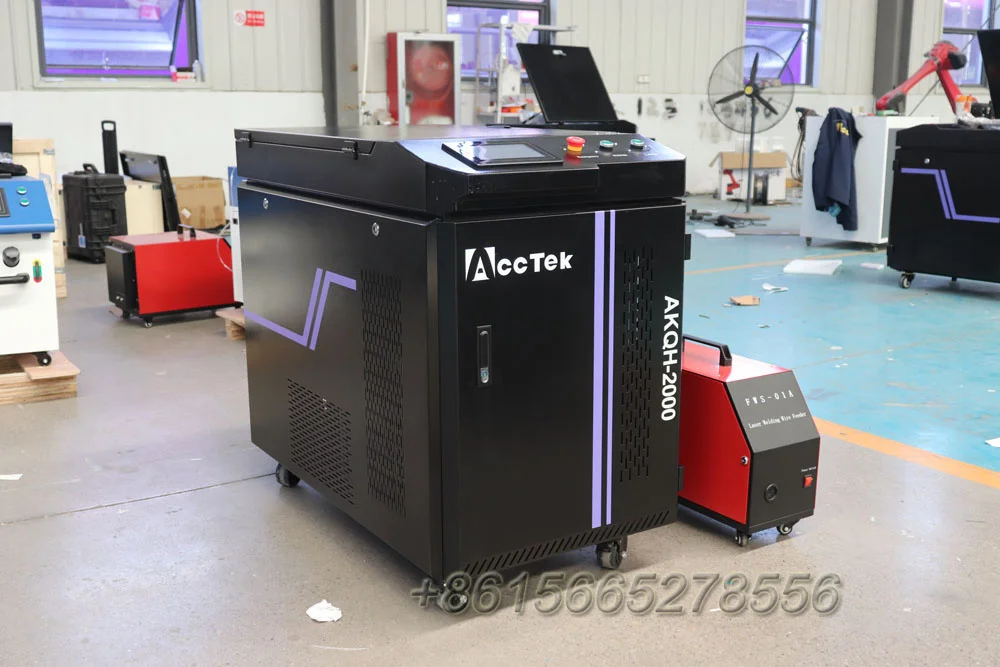 AccTek 2000 واط 3000 واط مرحلة واحدة التوصيل سلك مزدوج تغذية 4 في 1 ألياف الليزر باستخدام الحاسب الآلي قطع اللحام تنظيف الكل في 1 آلات
