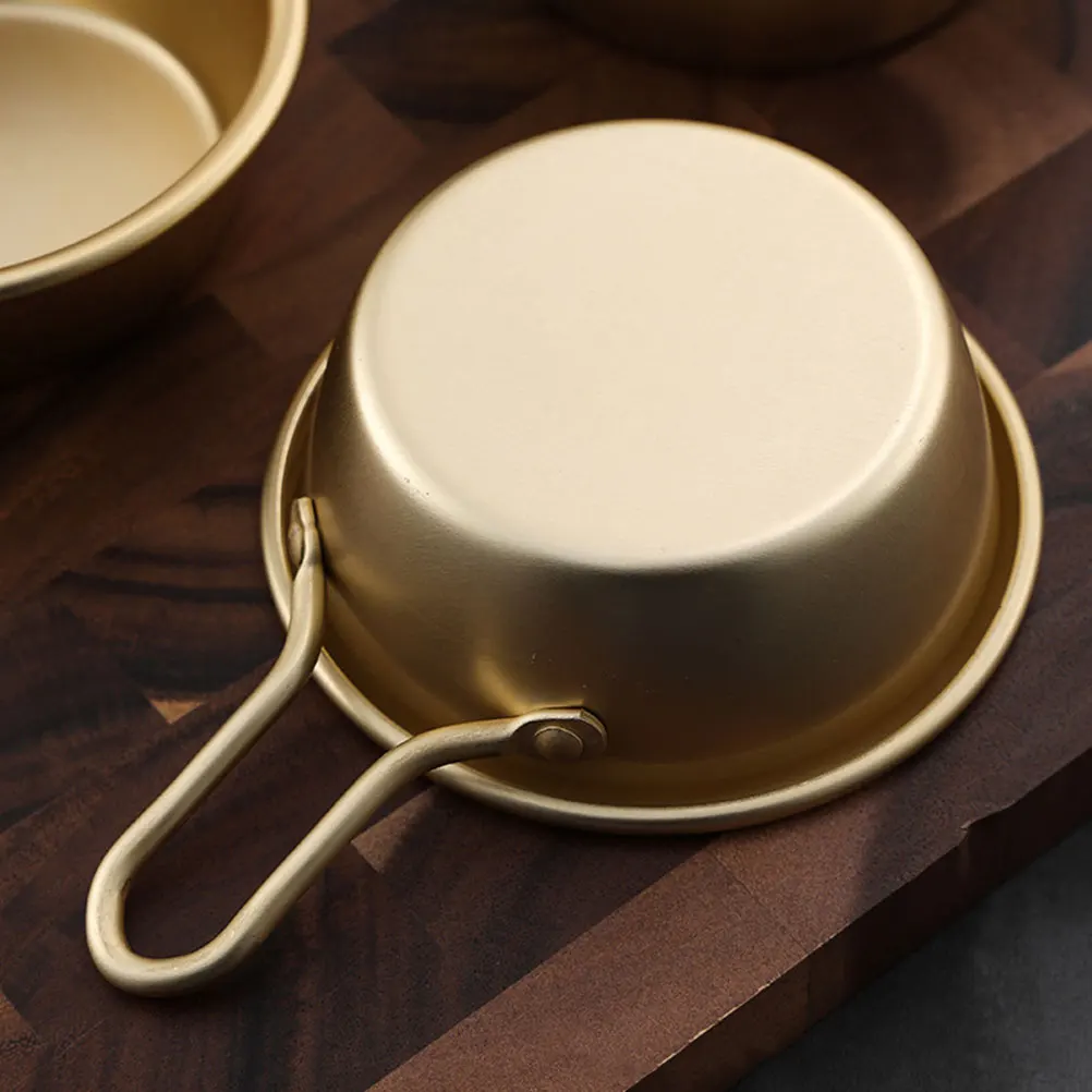 

4Pcs Rice Wine Bowls Golden Color Aluminum Korean Style Household Restaurant Drink Bowls for Soup Porridge Salad Cold