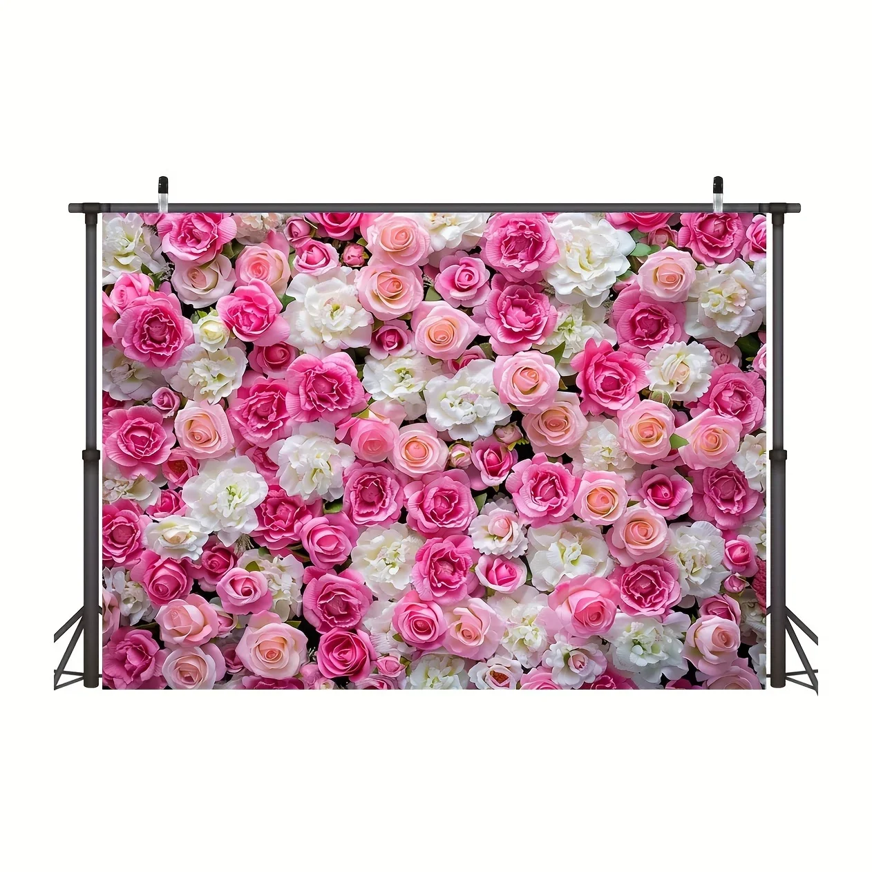 Flower wall background Banner Polyester photography pink and white rose portrait in spring,suitable for weddings, bridal parties