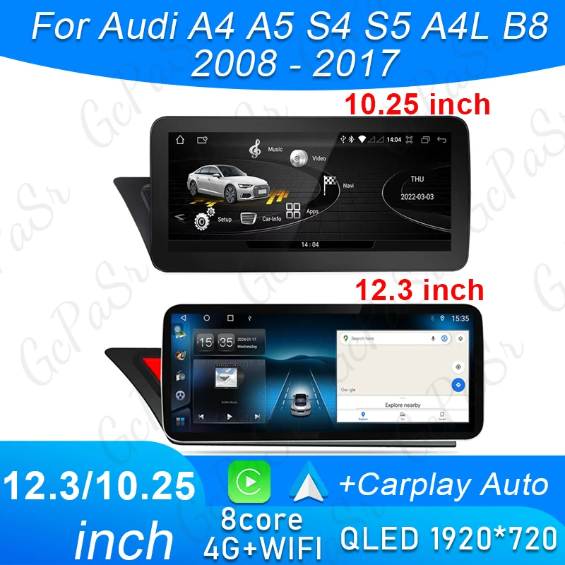 Android For Audi A4 A5 S4 S5 A4L B8 2008 - 2017 Carplay Android auto Multiemdia Players GPS 4G WIFI Navigation Stereo Head Unit