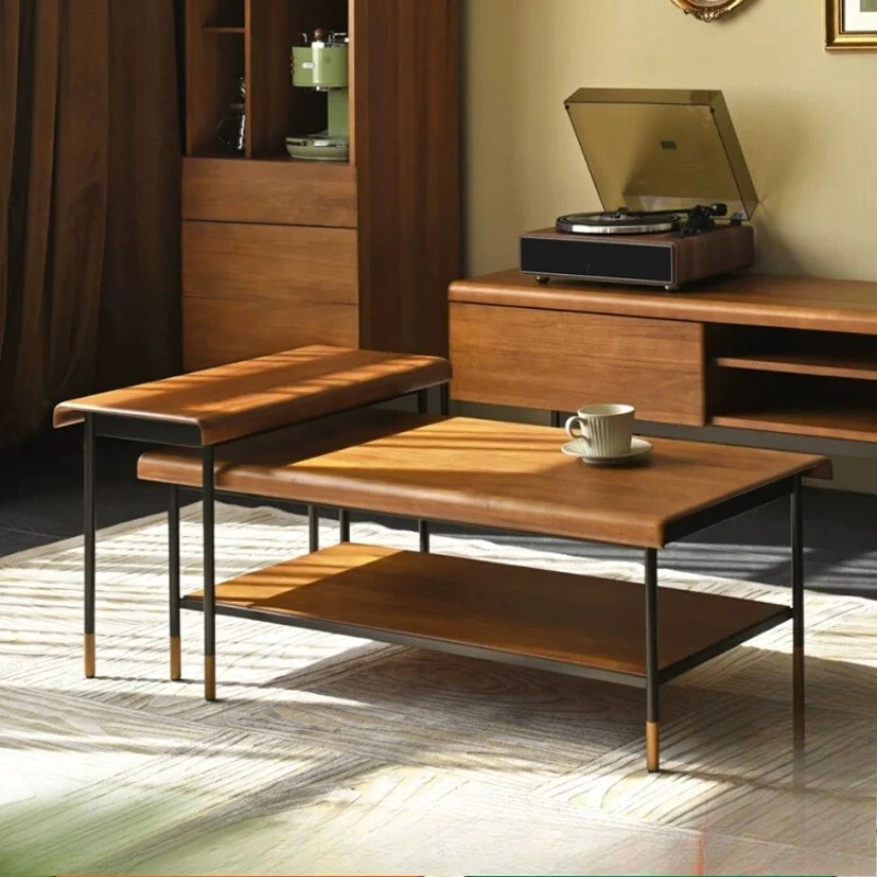 

Solid wood coffee table minimalist medieval modern simple light luxury living room TV cabinet side few combination
