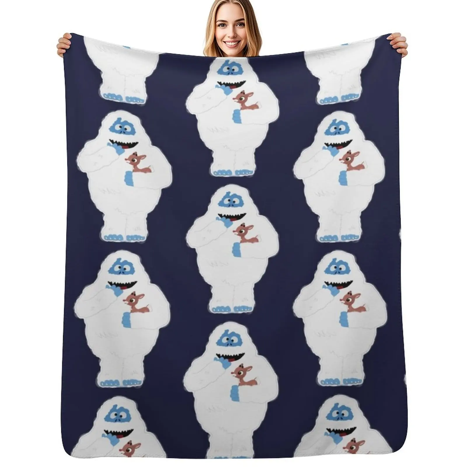 

Classic Christmas Abominable Snowman with Rudolph  GraphicLoveShop Throw Blanket Sofa Thins Large Soft Big Blanket