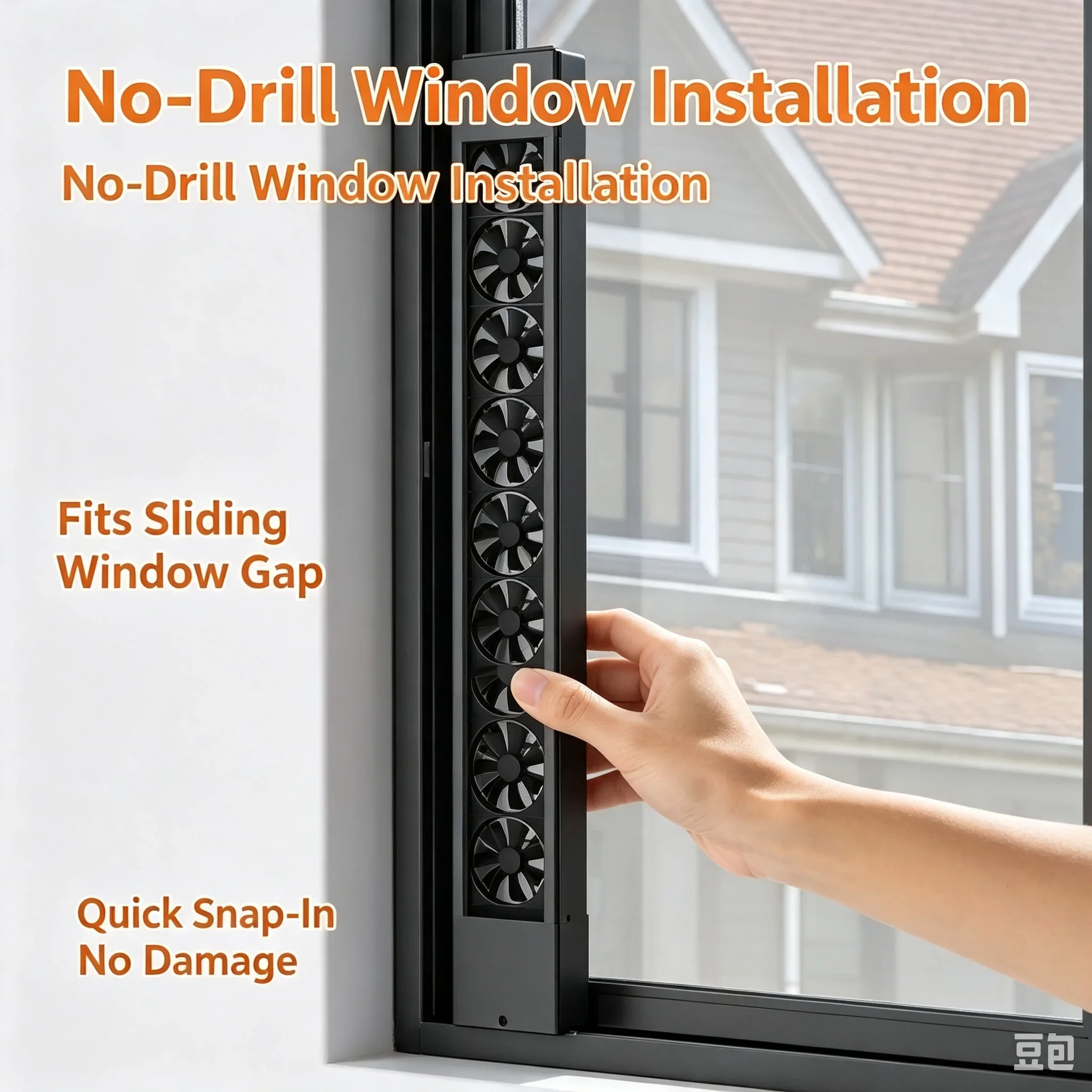 Household No-drill Retractable Window Exhaust Fan, Glass Window Vent Fan, Strong Stepless Speed Regulation