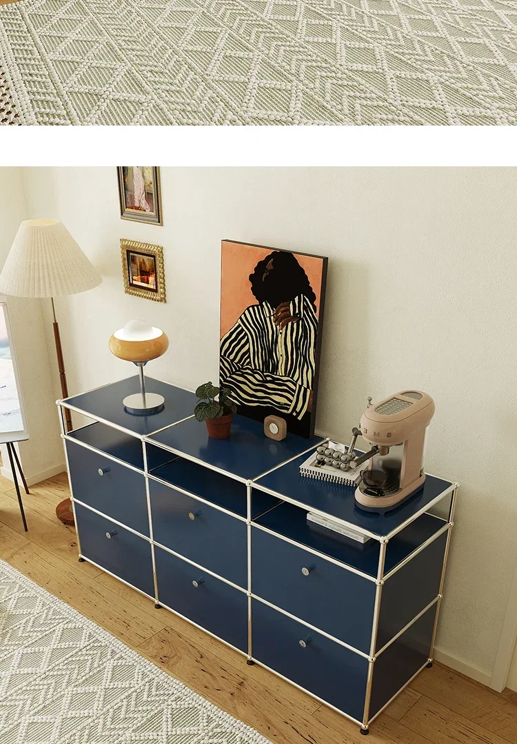 Living Room Sideboard Medieval Cabinets Storage Dining Modern Metal Stainless Steel Frame Wood Customizable Cabinet with Locker