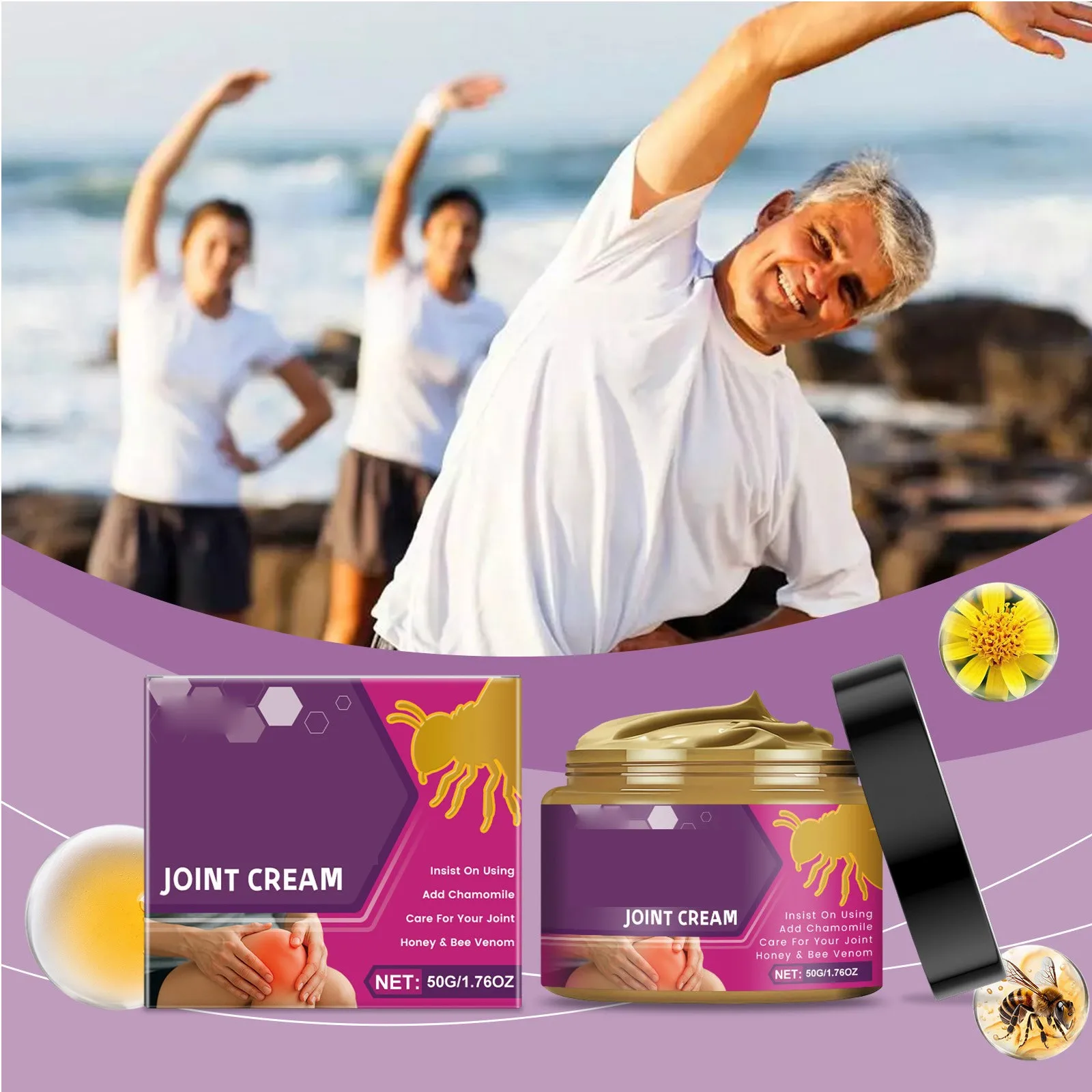 

Bee Joint Care Soothing Cream, Relieves Discomfort, Deeply Moisturizing Extract Ingredients, Suitable For Men Women Body Care