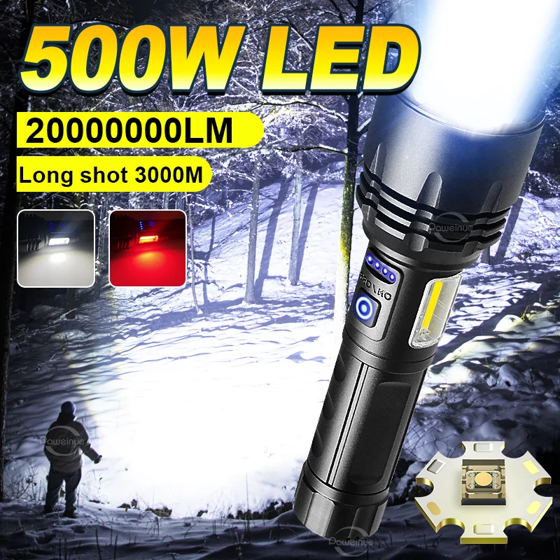 

20000000LM Most Powerful LED Flashlight USB Rechargeable Tactical Torch Long Shot 3000M Portable Lamp Outdoor Garden Lantern