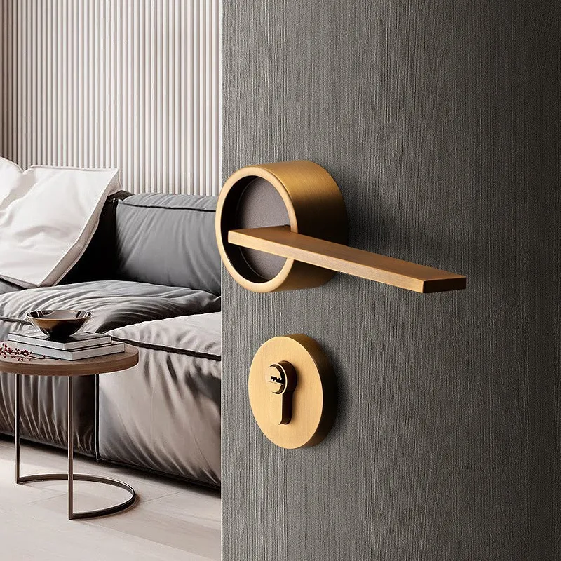 Bedroom door lock Magnetic suction silent indoor simple room door lock Solid wood door handle