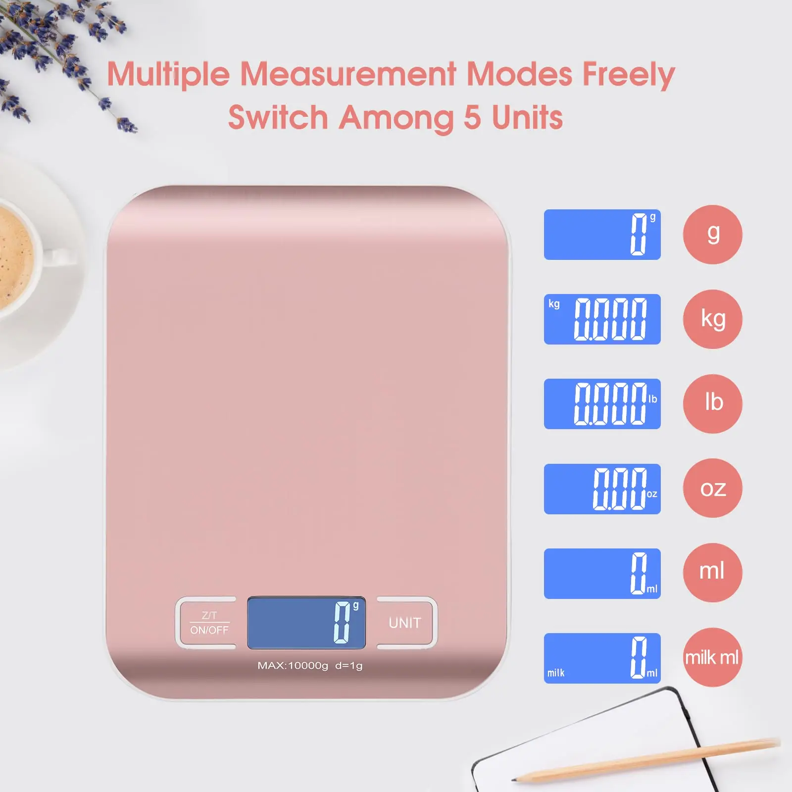 Multifunctional Stainless Steel Kitchen Scale with LCD Display for Home Baking and Cooking 10kg Food Scale Digital