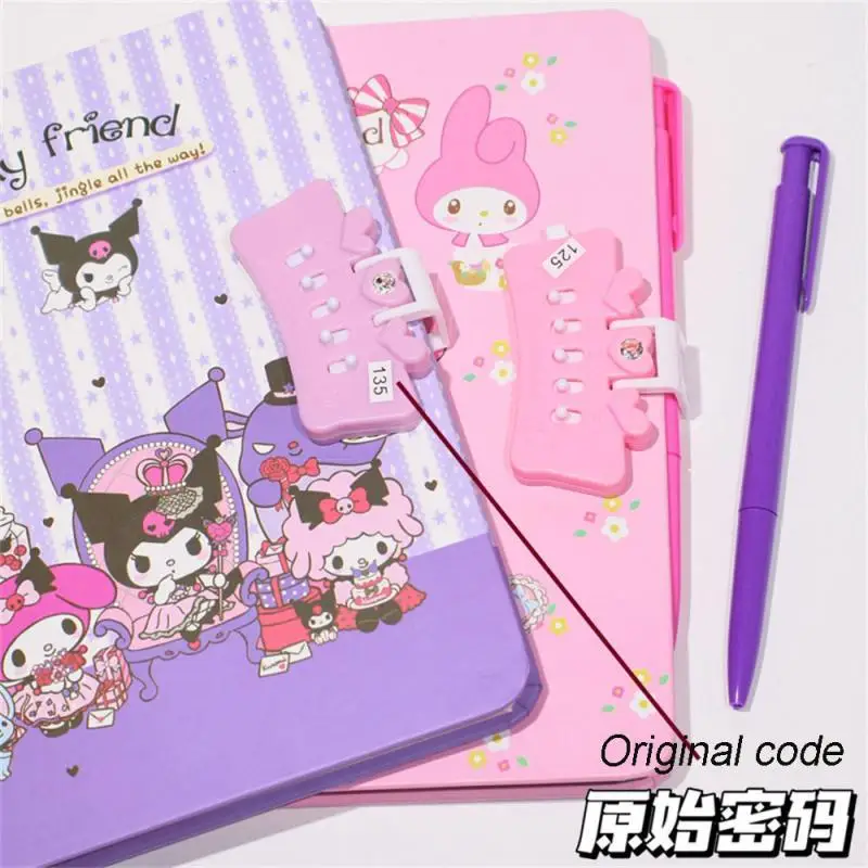 Cartoon Kuromi Cinnamoroll Code Book Study Stationery Student Gifts Prize Boy Girl Kids Notebook Privacy Secrets with Lock Diary