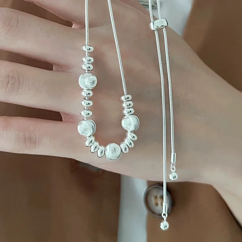 S925 Sterling Silver Necklaces For Women Simple Chain Fashion Minimalist Small Ball Necklaces Badminton Shape Birthday Gift