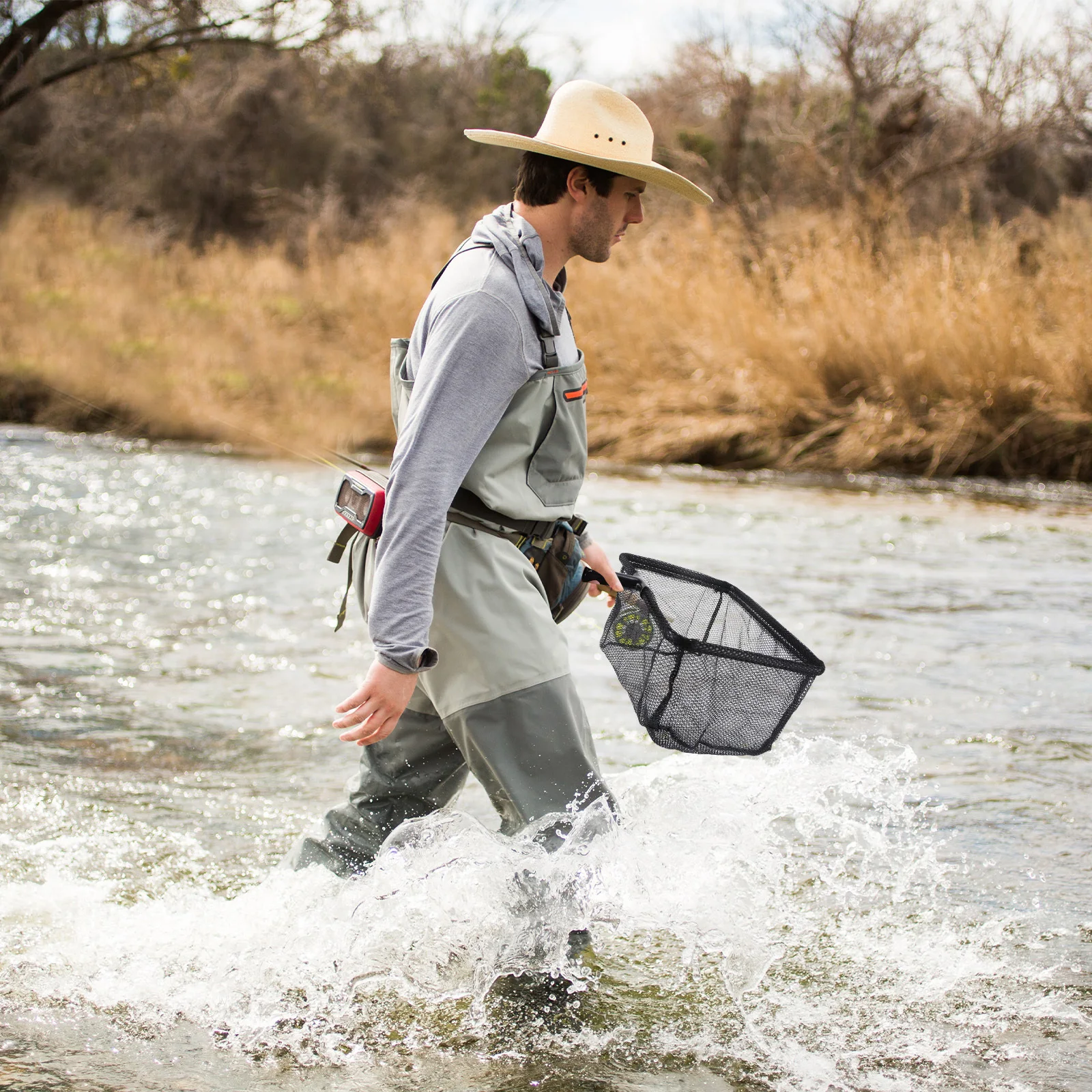 

Telescopic Landing Net Fishing Durable Nylon Mesh Extendable Plastic Pole Skid-Resistant Handle Saltwater Freshwater