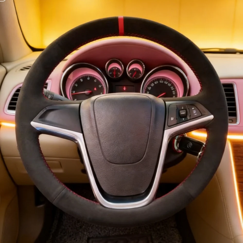 

Изготовленный на заказ чехол на руль автомобиля Zafira Tourer Astra (J) 2010-2015, сшитый вручную замшевый чехол на руль для Opel Ampera