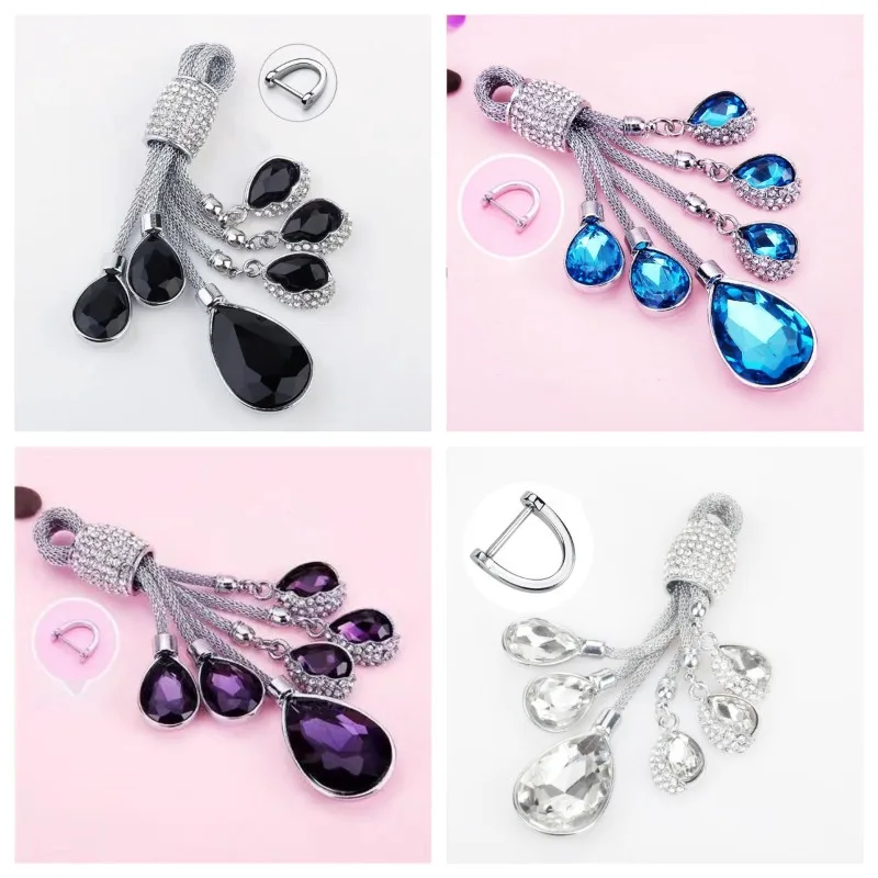 Women Car Key Pendant Universal Crystal Inlay Alloy Styling Car Key Ring KeyChain Bling Bling Car Keychain Pendant Crystal Mini