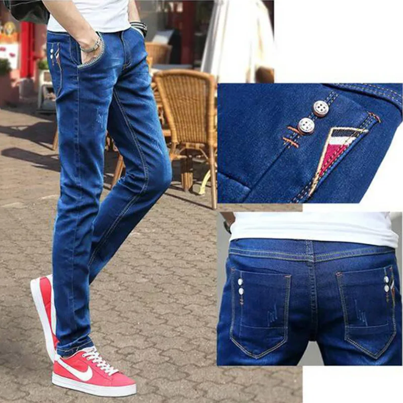 

Мужские джинсы-брюки из денима, утепленные, весенне-осенние, в корейском стиле, молодежные, зауженные, повседневные, для студентов, модные