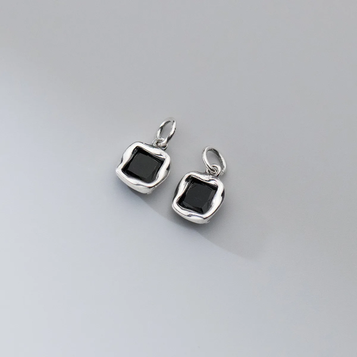 Zircon Square Charms 925 Silver Charms Pendant Necklace Accessries Jewelry DIY