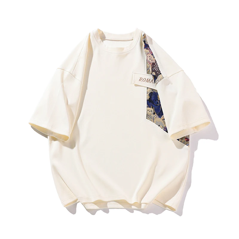 Embroidered Set Summer Fashion Short Sleeve Shorts Fake Pocket Design Tshirt New Punk Suit for Men Women Street Clothes