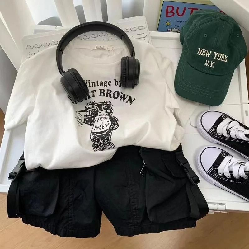 Summer Boys Short Pants Leisure Boys Shorts With Pocket Decoration Calf-Length Trousers For Kids 2024 New