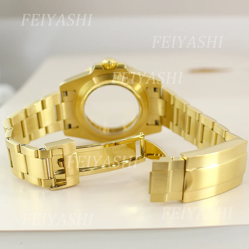 Gold 40mm Sterile Watch Case Full Text C3 Luminous Bezel For Seiko NH35 NH34 NH36 NH38 Miyota 8215 ETA 2824 Movement 28.5mm Dial