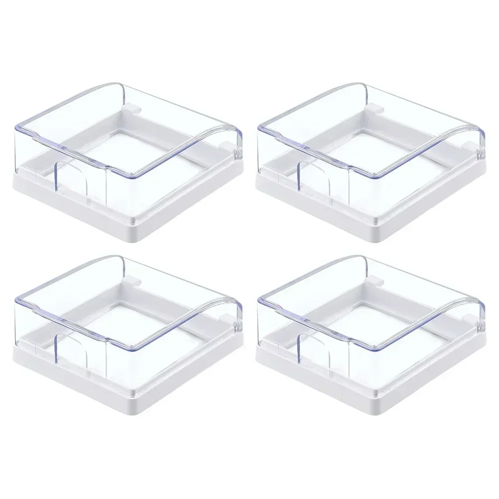 4pcs Waterproof Socket Boxes Self-Adhesive Transparent Splash Socket Boxes Outdoor Rain Cover For Bathroom Garden Kitchen Switch