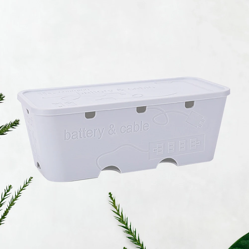 

Multifunctional PP Plastic Data Line Socket Organizer Cable Storage Case Household Wire Container with Lid Random Color