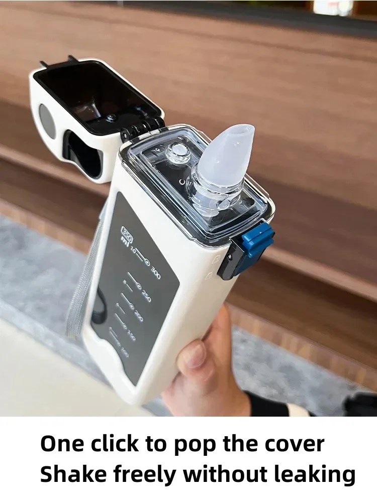 1 قطعة زجاجة مياه رياضية 350 مللي ، زجاجة مياه بلاستيكية مربعة محمولة ، كوب لياقة بدنية ، زجاجة مياه رياضية خارجية