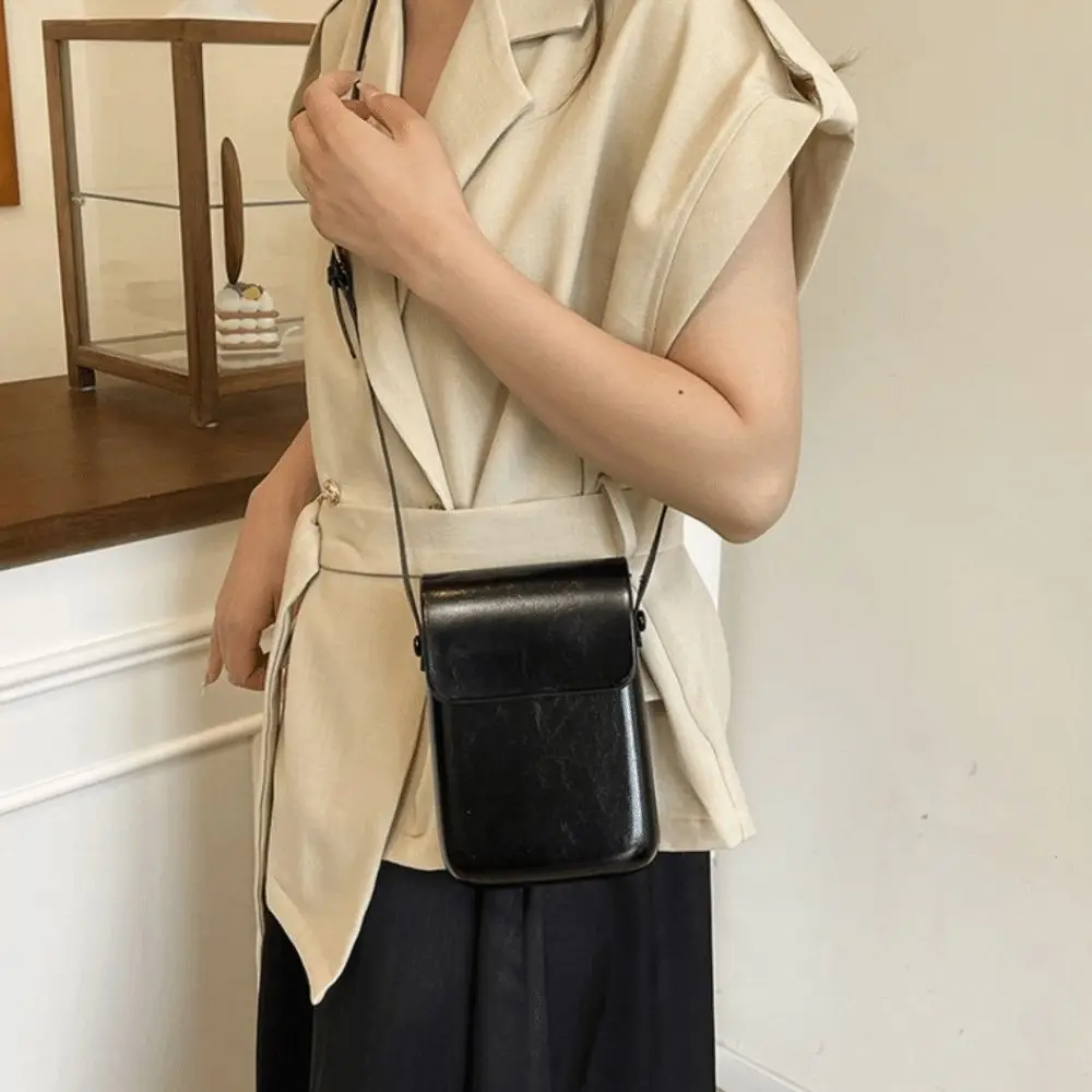 

Trendy Korean Flap Shoulder Purse Mini Pu Leather Square Phone Bag Leisure Solid color Crossbody Bags Girls