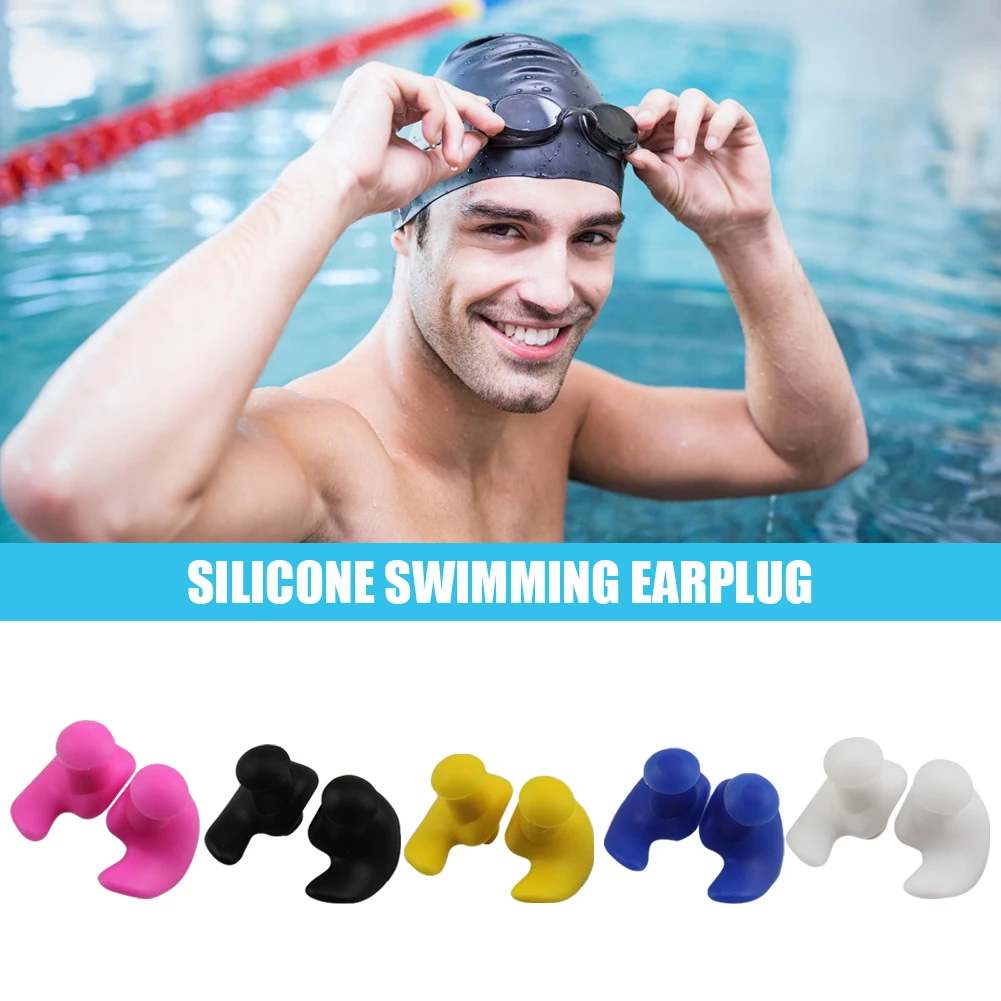 1 Pair Durable Earplugs Environmental Silicone Soft Ear Plugs Waterproof Dust-Proof Earplugs Water Sports Swimming Accessories