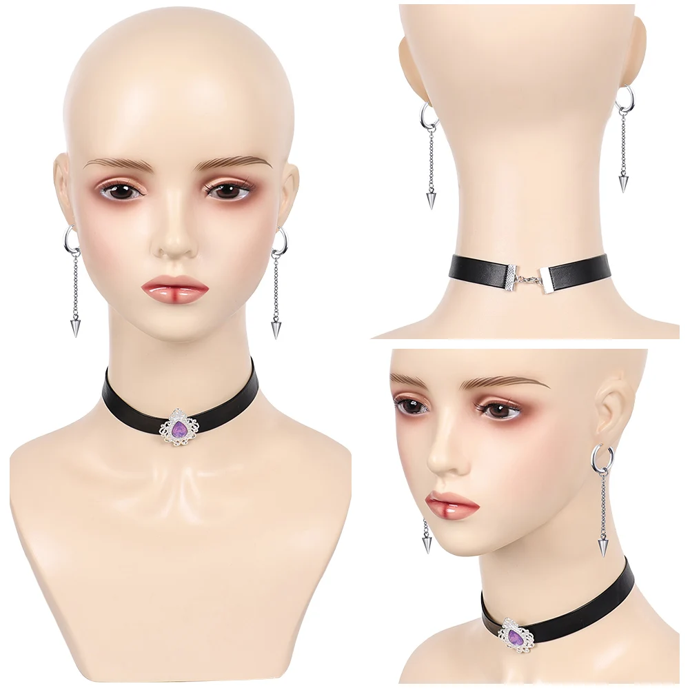ميرا قلادة هنتر أوف شيطان تأثيري حلي أقراط طوق مجموعة النساء تمويه فانتازيا الأذن كليب هالوين الدعاوى الطرف الدعامة