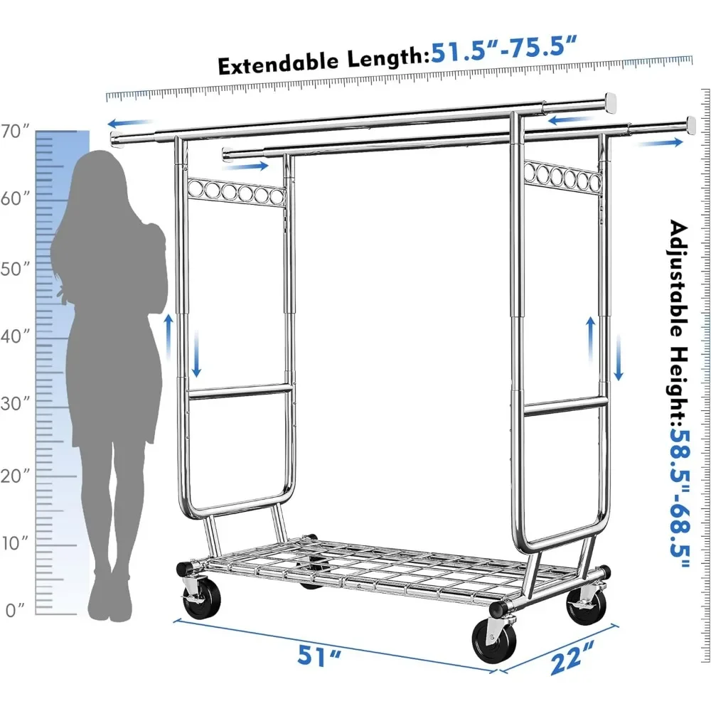 

Вешалка для одежды на колесиках, вешалка для одежды, прочные вешалки для одежды, нагрузка 620 фунтов