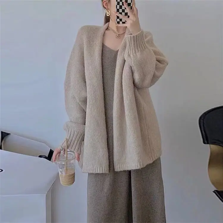 Pregnant Women 2024 Autumn and Winter New Suit Fashion Sweater Cardigan Coat Two-piece Set of Fashion Skirt Knitted Dress Tide