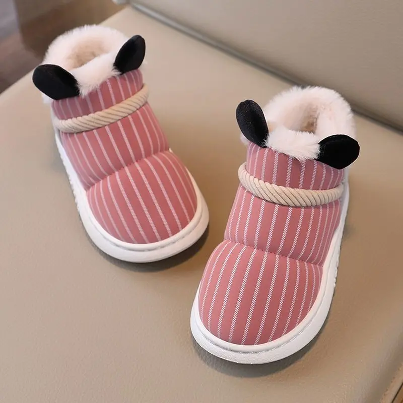 

Winter Kids Fluffy Closed Toe Slippers Thickened Non Slip Warm Cotton Shoes for Girls Indoor Outdoor Anti Slip Thick Sole​