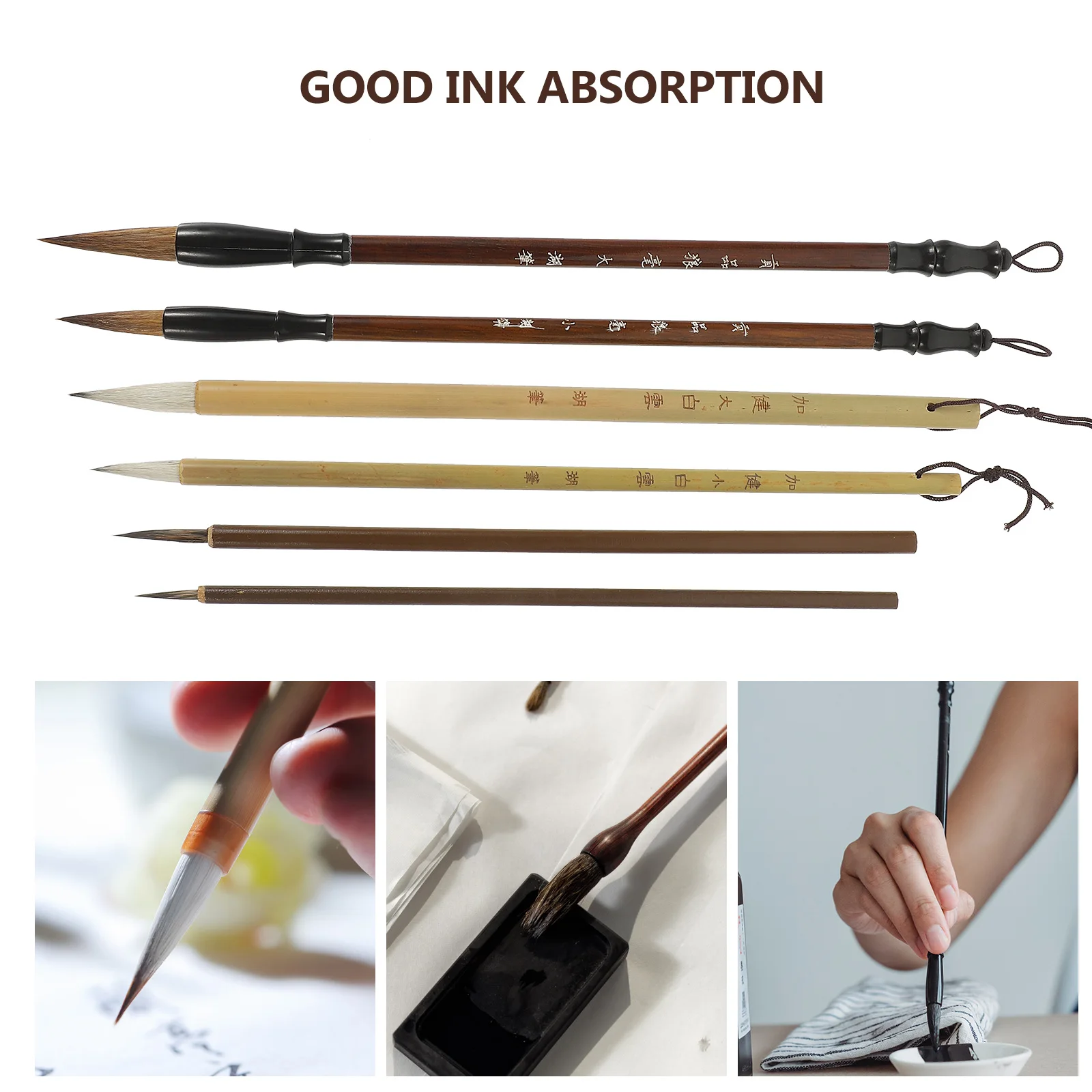 

Art Brush Set Calligraphy Pens Writing Traditional Chinese Painting Wooden for Beginners