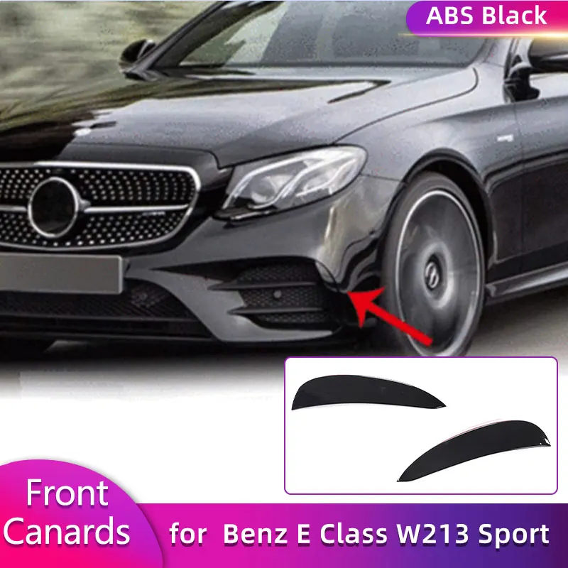 

Глянцевый черный передний бампер из АБС-пластика для Mercedes-Benz E Class W213 Sport E200 2016-2019, передние вентиляционные заслонки автомобиля, плавники, карбоновый вид