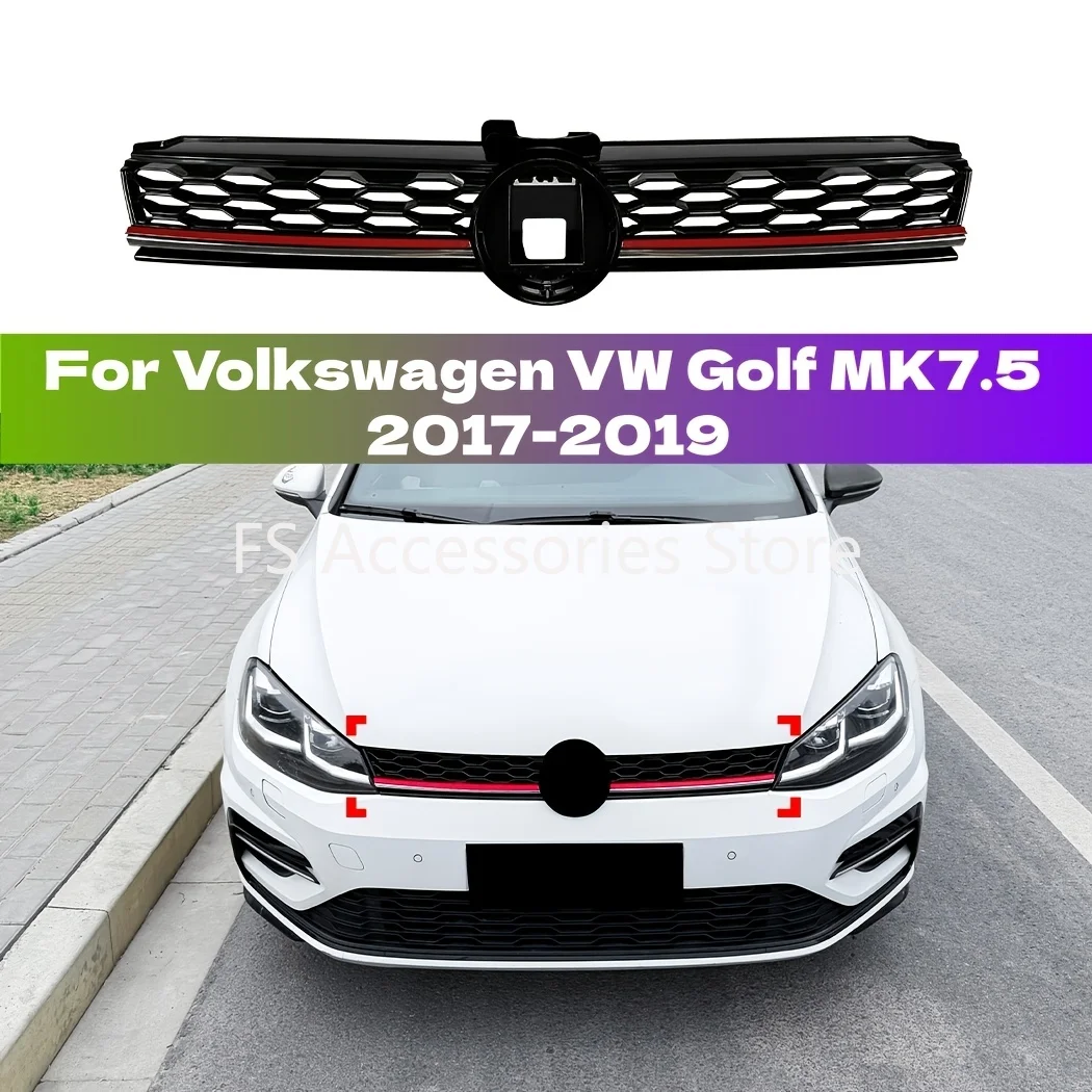 GTI Style Car Front Bumper Radiator Grille Honeycomb Mesh Racing Grills For Volkswagen VW Golf MK7.5 2017-2019